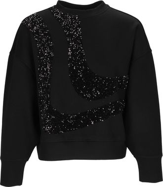 Emporio Armani Black Sequin Cropped Sweatshirt