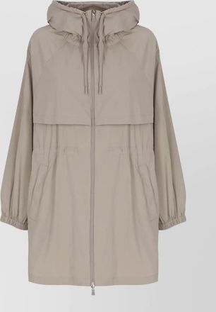 Herno hooded parka long sleeves front button pockets