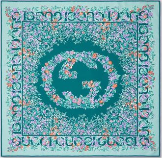 Gucci Printed Silk Twill Carr&eacute;, Green, Silk