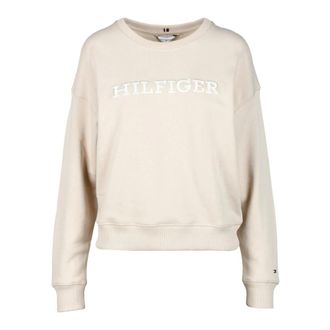 Tommy Hilfiger Katoenen Sweatshirt - Model: Felpa - Dames - Sweatshirts - Beige - XL - Katoen - Hoodies & sweatvesten