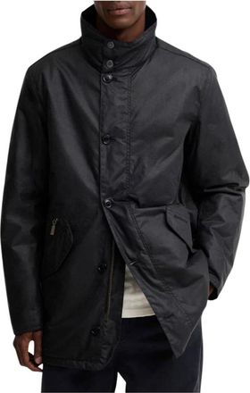 Barbour Modern Powell Waxed Jacket - Heren - Jassen - Blauw - Maat: M Katoen