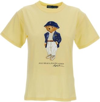 Polo Ralph Lauren Bear Print T-Shirt - Dames - T-shirts - Geel - XL - Katoen - Tops