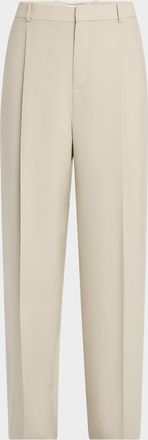 Saint Laurent Men & apos;s Pleated Wool-Silk Trousers