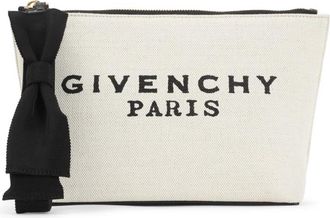 Givenchy Clutch met strikdetail en ritssluiting bovenaan - Dames - Clutches - Beige - ONE Size - Katoen - Tassen