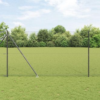 Berkfield Home Chain Link Fence with 7 Spike Posts 1.6x10 m Galvanised Steel in Grey