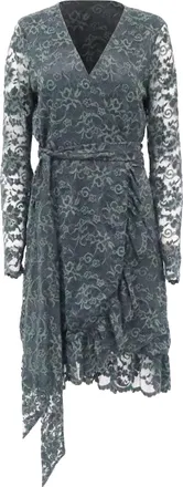 Ganni Ganni Flynn Lace Wrap Dress in Green Polyamide