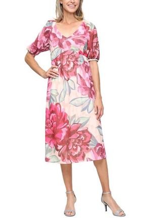 S.L. Fashions Floral Chiffon Cocktail Dress in Pink Multi at Nordstrom, Size 12