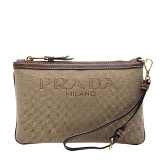 Prada Pre-owned Clutches, female, Brown, Size: ONE SIZE Pre-owned Canvas Clutch