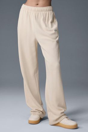 Alo | Accolade Straight Leg Sweatpant in Oat Milk Beige, Size: Large