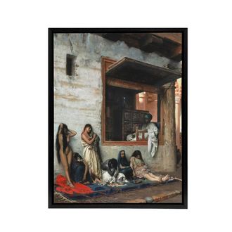 Artery8 Jean Leon Gerome Slave Market Women Framed Canvas Wall Art Print | Size: W24 x H32