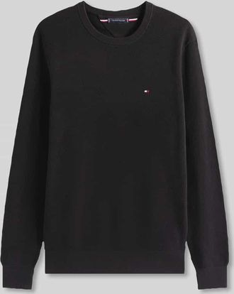 Tommy Hilfiger Regular Fit Strickpullover aus reiner Baumwolle in Black, Gr&ouml;&szlig;e XXL