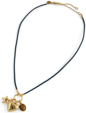 Madewell Heart Charm Cord Necklace in Antique Gold at Nordstrom