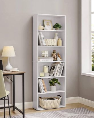 Vasagle 6-Tier Open Storage Bookshelf Shelving Unit Home Office Display in White