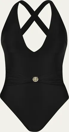 L'agence Lisa Solids Plunge One-Piece Swimsuit