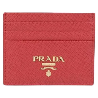 Prada Pre-owned Wallets, female, Red, Size: ONE SIZE Pre-owned Triangle Logo Card Holder