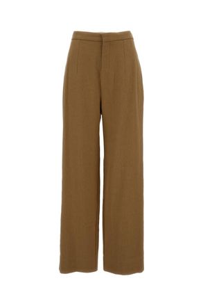 JEJIA Herringbone Patterned Linen-Blend Trousers with High-Waisted Silhouette