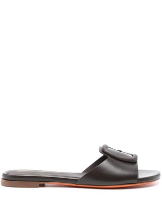 Santoni Slippers met decoratieve gesp - Bruin