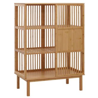 Hhg Hhg - Nunca Usado] Estanter&iacute;a De Suelo De Bamb&uacute; 589, Armario De Ba&ntilde;o Armario De Ba&ntilde;o Estanter&iacute;a De Ba&ntilde;o C&oacute;moda, 3 Estantes Puerta Corredera Mvg 115x80