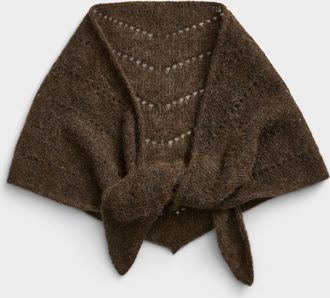 Simons Womens Openwork knit alpaca triangle scarf Exclusive collection from Italy