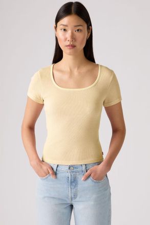 Levi's Essential Square Neck Tee - Donna - XS - Giallo / French Vanilla Garment Dye