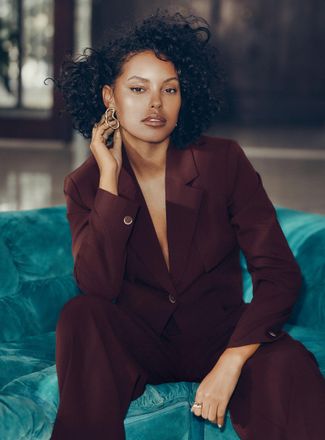 Icone Womens Storm flap-front thick crepe cropped Blazer Jacket