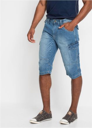 Bonprix Bermudas BONPRIX, Herren, Gr. 52, N-Gr, mittelblau denim, Web, Obermaterial: 100% Baumwolle, relaxed fit, Hosen Bermudas, aus Baumwolle, Relaxed Fit, 