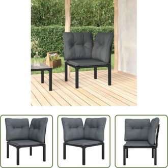 vidaXL vidaXL Poltrona da esterno - Poltrona Angolare Giardino con Cuscini Polyrattan Nero e Grigio
