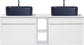 Petits Meubles Mueble lavabo doble 140 cm 2 nichos tableros laminados blanco