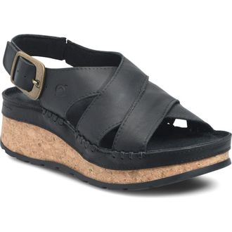 B&oslash;rn Kavala Platform Sandal in Black Leather at Nordstrom, Size 10