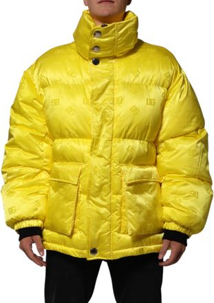 Dolce & Gabbana Yellow Nylon Logo Puffer Bomber Men Mens Jacket (Pre-Owned)