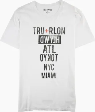 True Religion Mens True Religion Tour Letters S/s T Shirt White - Size: 42
