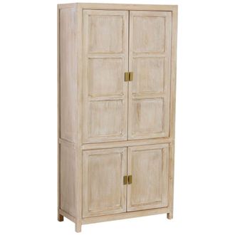 Wanderlust Deco Armario de madera beige 4 puertas 90x40x180h cm