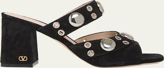 Valentino Garavani 75mm Studded Suede Mule Sandals