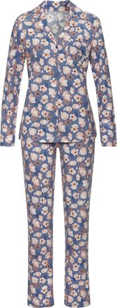 Vivance Pyjama VIVANCE DREAMS, Damen, Gr. 44/46, rosa, blau, Single Jersey, Obermaterial: 50% Baumwolle, 50% Viskose, gebl&uuml;mt, normal normal, V-Ausschnitt, Ho