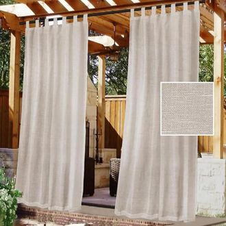 No Brand Cortinas Exteriores Impermeables, Aptas Para Patios, Permiten El Paso De La Luz, Mejoran La Privacidad, Dise&ntilde;o De Dos Piezas, 52 X 95 Pulgadas