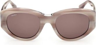 Max Mara 52mm Round Sunglasses in Grey Palladium /Chocolate at Nordstrom