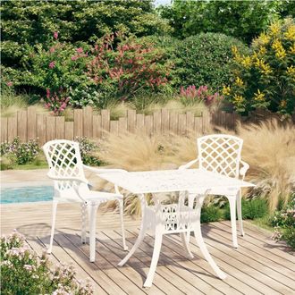 vidaXL Mesa Y Sillas De Bistr&oacute; 3 Piezas Aluminio Fundido Blanco Vidaxl