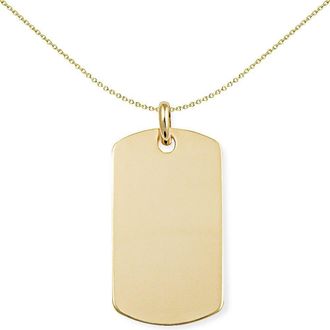 Jewelco London 9ct Gold Rectangular Dog Tag Charm Pendant - 19x37mm - FANR02244