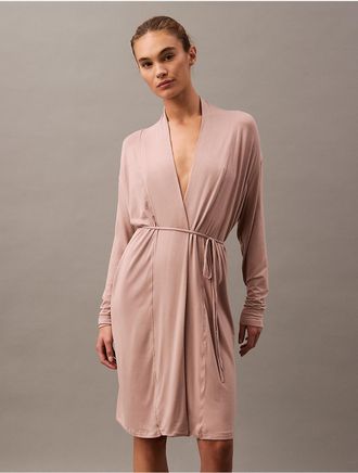 Calvin Klein Womens Ultra Light Modal Lounge Robe - Pink - X-S