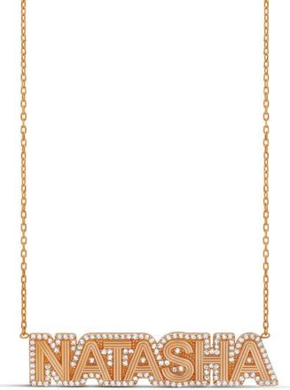 SHYMI Fluted Pave Outline Name Necklace in Rose at Nordstrom