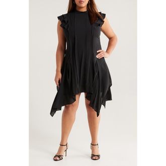 Chelsea28 Pintuck Handkerchief Hem Dress in Black at Nordstrom Rack, Size 3X
