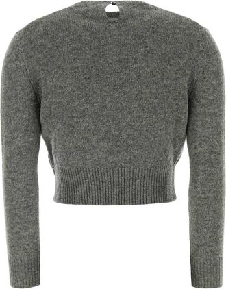 Jil Sander Womens Virgin Wool Blend Cropped Sweater Gray Nylon