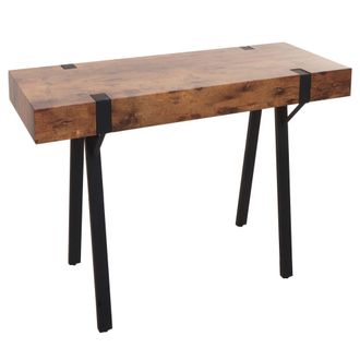 Hhg Consola Hwc-l54, Mesa De Tel&eacute;fono, Mesa De Trabajo, Mesa Auxiliar, Mesa De Almacenaje, Metal, 75 X 100 X 40 Cm, Roble Oscuro Salvaje, 040008490