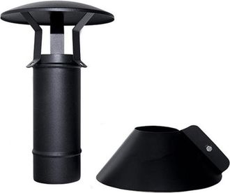 MBM Tubo De Chimenea Coaxial Negro D. 100/150 Terminal Vertical En Acero 316 Para Estufa De Pellet Ce Hecho En Italia Uni 1856/2