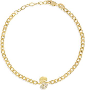 SHYMI Half Pav&eacute; & Half Fluted Initial Pendant Bracelet in Gold at Nordstrom