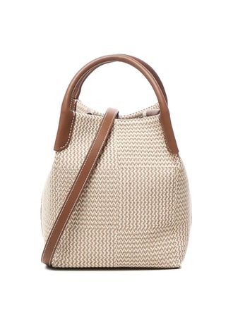 Loro Piana Mini geweven shopper met leren afwerking - Beige