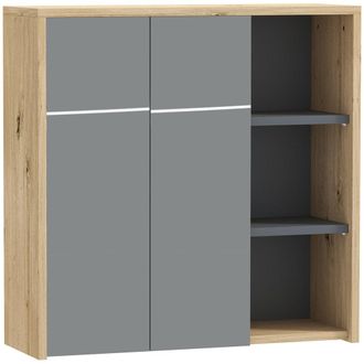 HOMCOM Armario con espejo 60x20x60 cm madera natural