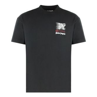 Palm Angels Tops, Heren, Zwart, XL, Katoen, T-shirt Paxhaas Racing Club