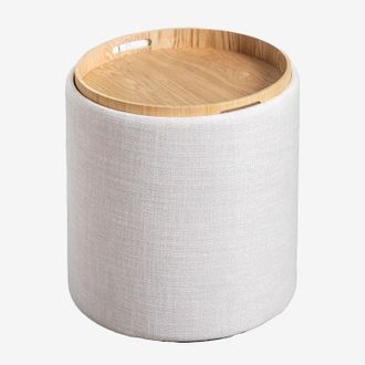 Sklum Sklum - Tavolino Rotondo Imbottito Berkeleni Con Vassoio E Contenitore, &Oslash;40 Cm