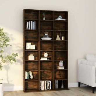 Berkfield Home CD Cabinet Smoked Oak 102x23x177.5 cm Engineered Wood in Brown